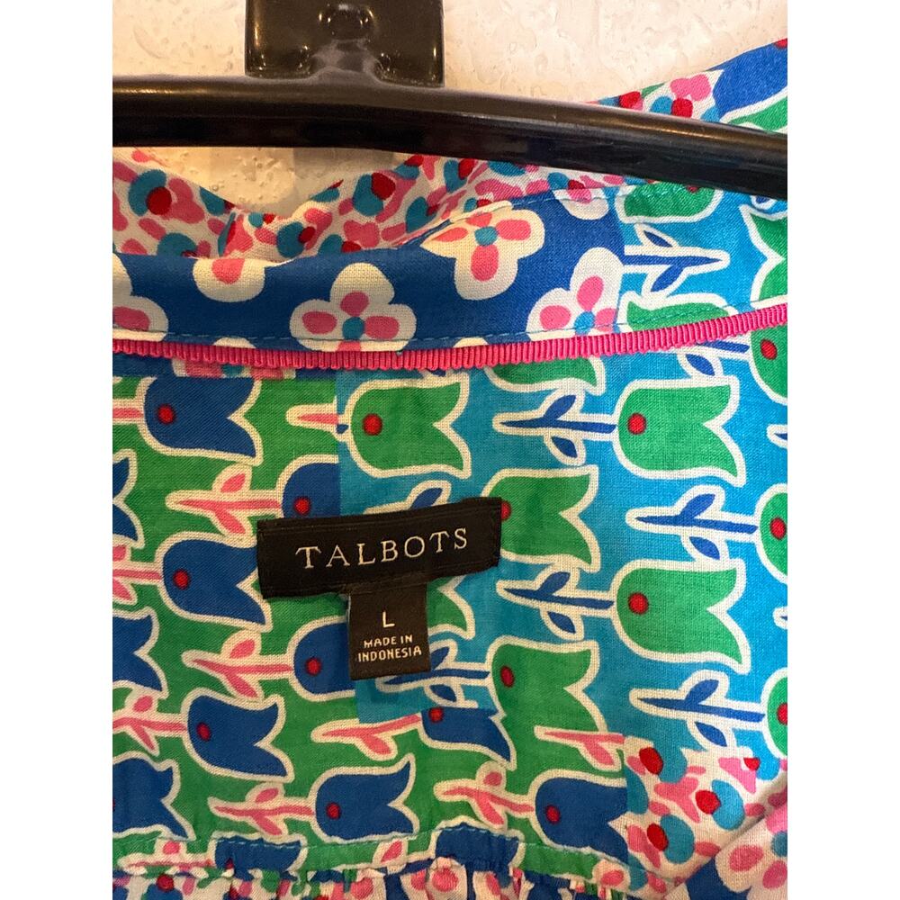 Talbots Floral Tulip Patchwork Colorful Long Slee… - image 2